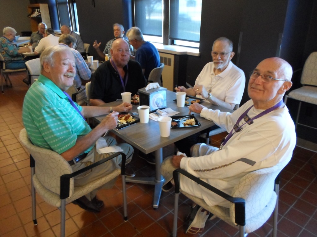 Dining;L-R:Jack Costigan,Rod Tomczak,Fr.Graden,Jim GAllagher